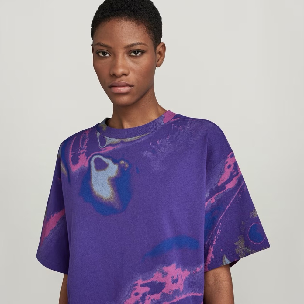 G-Star RAW Printed Boxy Eye Graphic Tee NWT Dark Violet Eye Dye XS